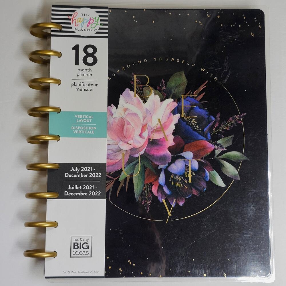 Happy Planner Surround Yourself with Beauty Classic Vertical 18 Mo July2021-2022